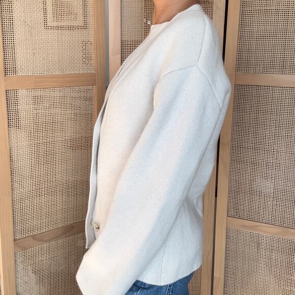 Cream wool cardigan H&M structured knit buttoned premium selection size small - Picture 3 of 8